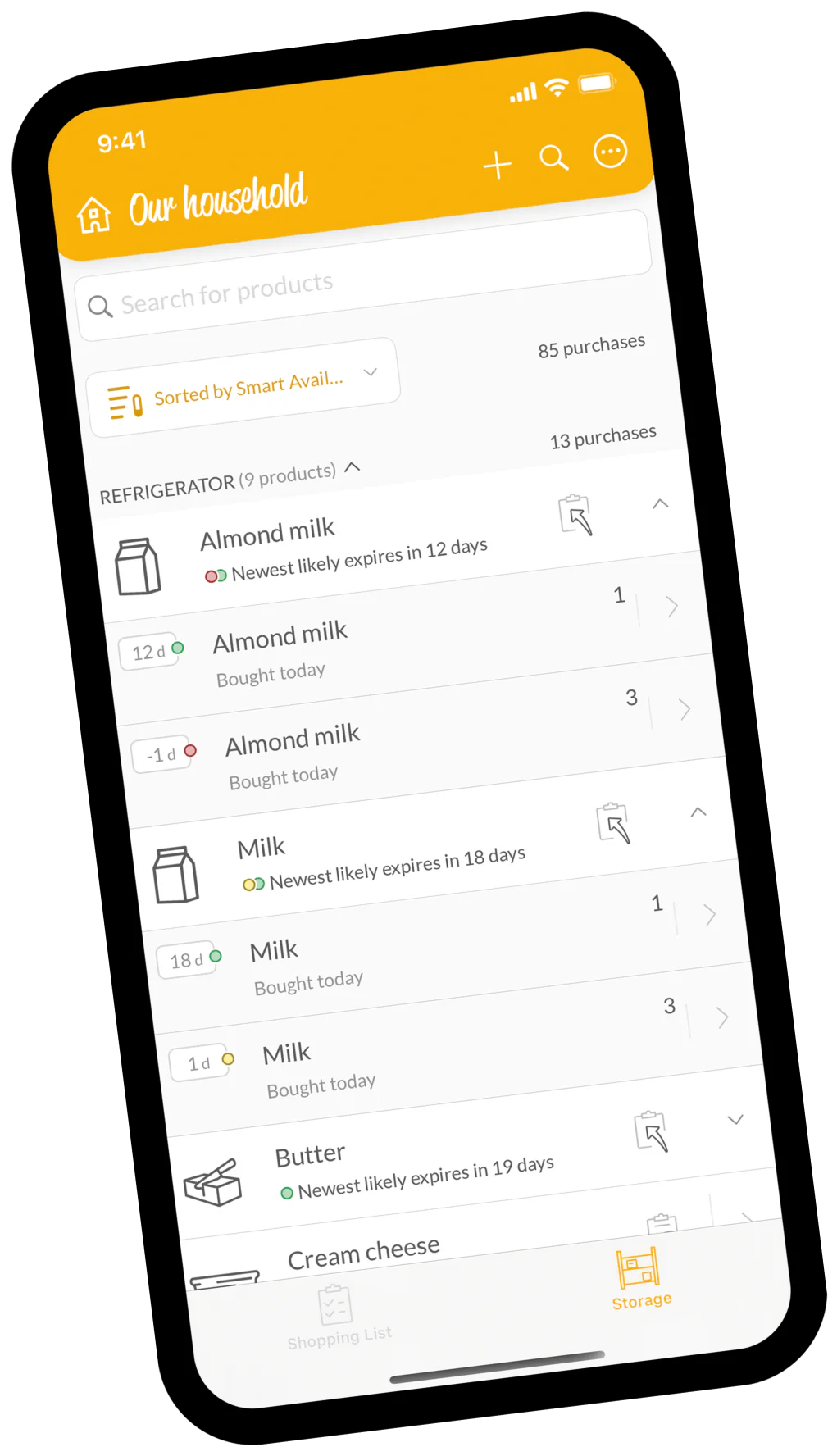 Food storage app sort and struture your shopping HNGRY