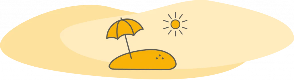 Illustration of beach and sun