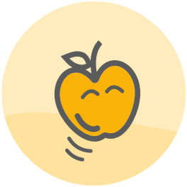 Illustration of a smiling apple as a single